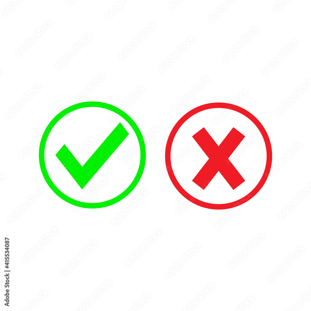 checkmark cross icon for flat design website, or application checkmark cross icon for flat design website, or application