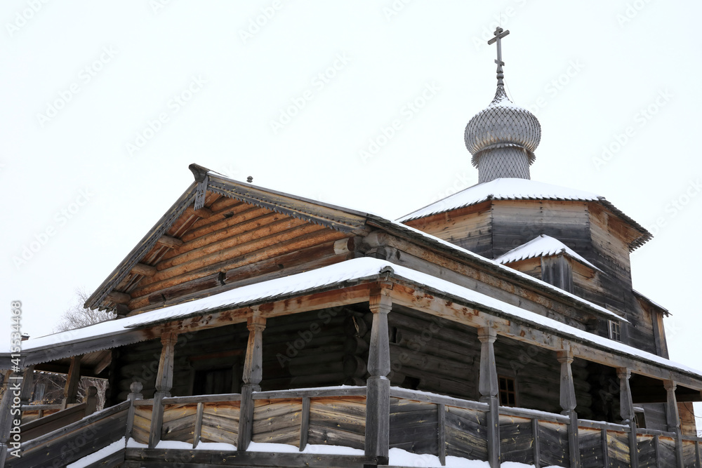View of Trinity wooden church in Sviyazhsk