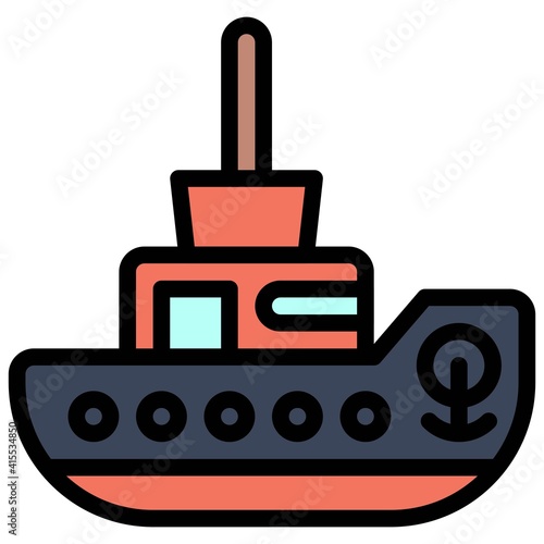 Tugboat icon, transportation related vector