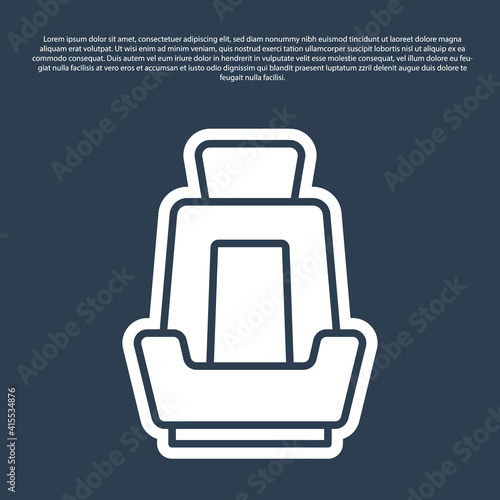 Blue line Car seat icon isolated on blue background. Car armchair. Vector.