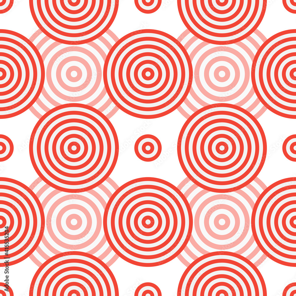 Seamless pattern with red and light gray circles similar to the target. For printing on fabrics, textiles, paper, bedding. Seamless pattern with red and light gray circles similar to the target. For printing on fabrics, textiles, paper, bedding.