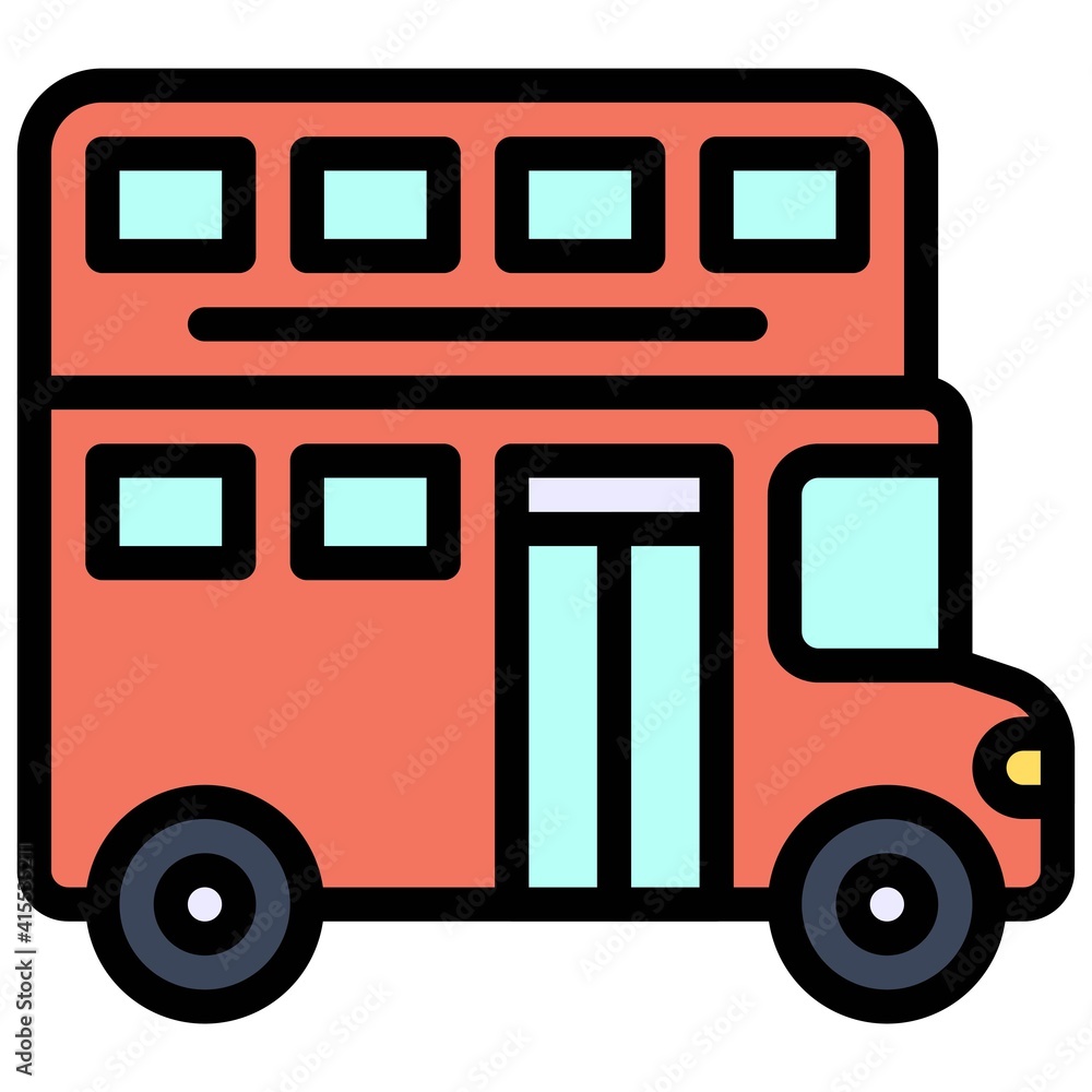 Double-decker bus icon, transportation related vector