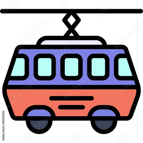 Tram icon, transportation related vector