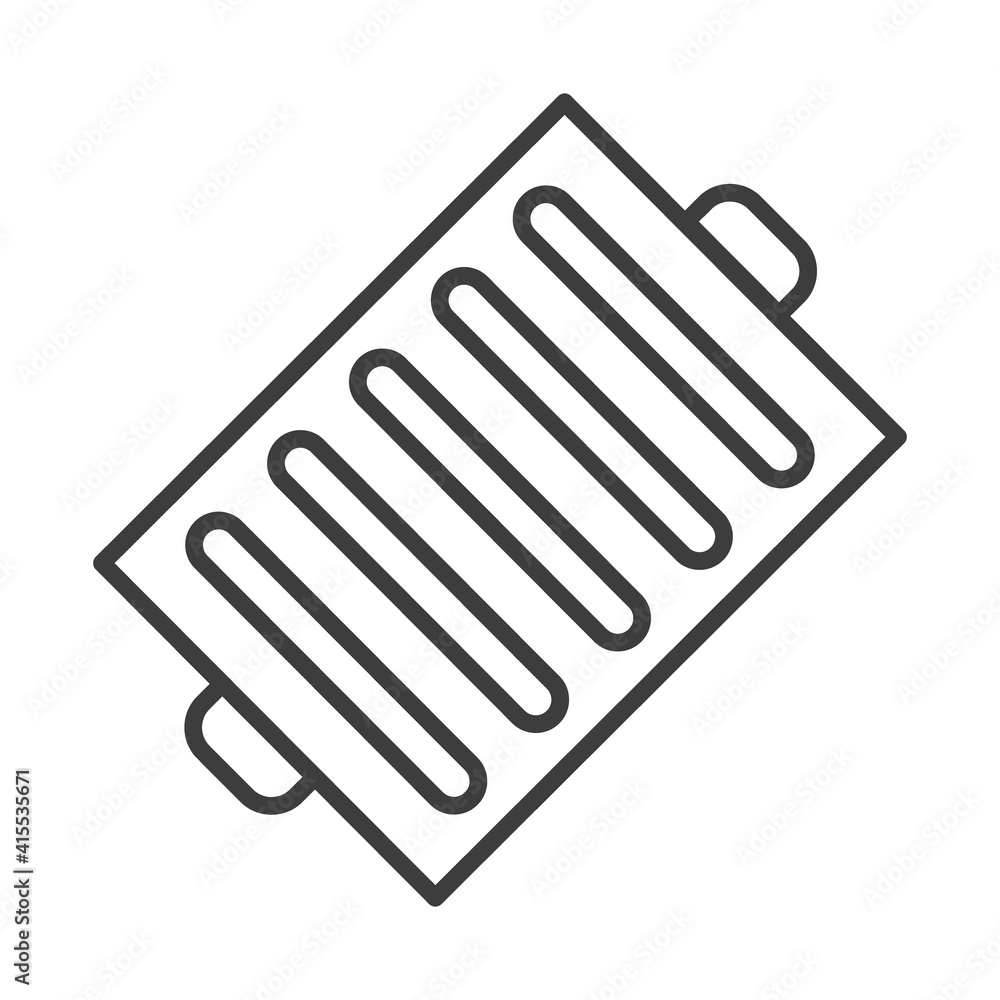 Frying pan with grill strips. Simple food icon in trendy line style isolated on white background for web apps and mobile concept. Vector Illustration Frying pan with grill strips. Simple food icon in trendy line style isolated on white background for web apps and mobile concept. Vector Illustration
