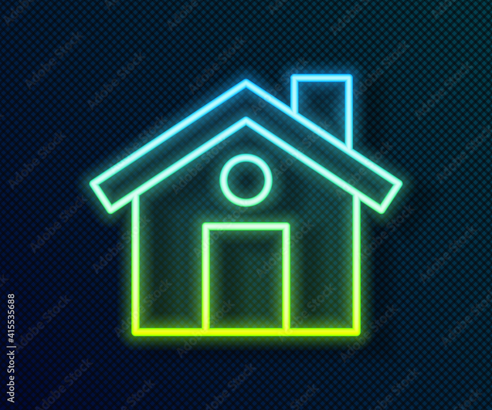 Glowing neon line House icon isolated on black background. Home symbol. Vector. Glowing neon line House icon isolated on black background. Home symbol. Vector.