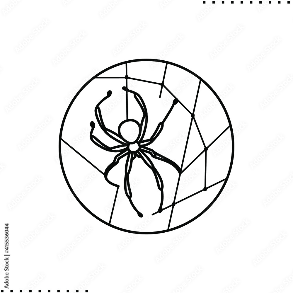spider web, poisonous insect vector icon in outline spider web, poisonous insect vector icon in outline