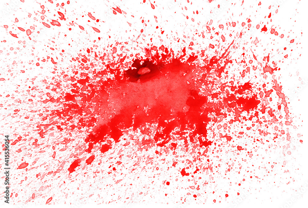hand drawn splash red watercolor paint background. 