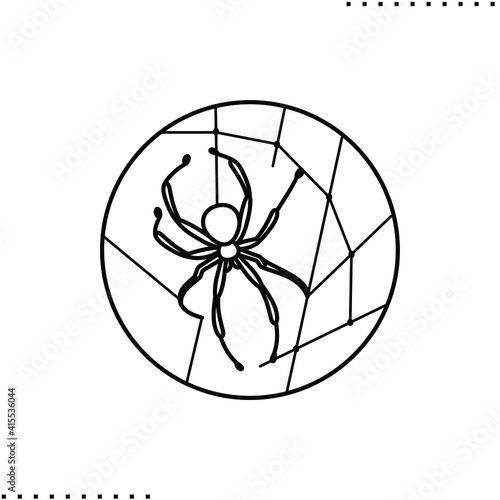 spider web, poisonous insect vector icon in outline