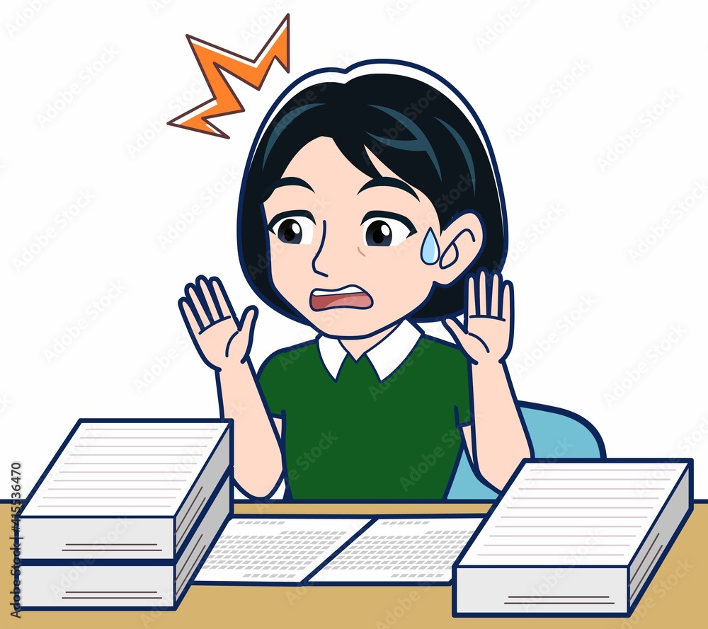 デスクワークをする若い女性 デスクワークをする若い女性