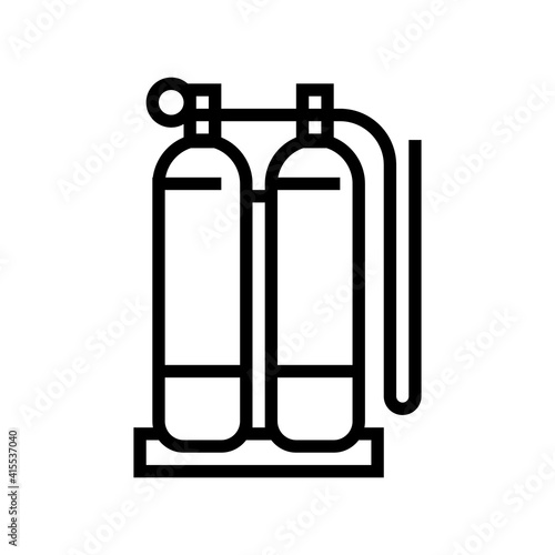 gas cylinders for welding line icon vector. gas cylinders for welding sign. isolated contour symbol black illustration
