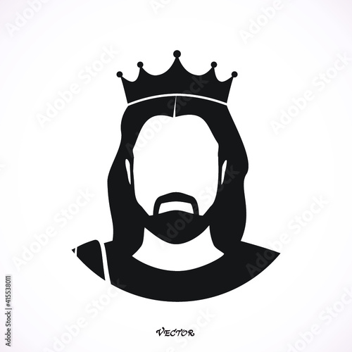 jesus christ with crown character religious icon vector illustration design