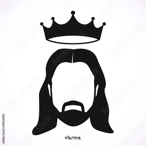 jesus christ with crown character religious icon vector illustration design
