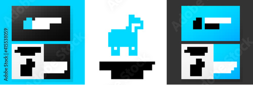 Blue line Pinata icon isolated on white background. Mexican traditional birthday toy. Logo design template element. Vector.