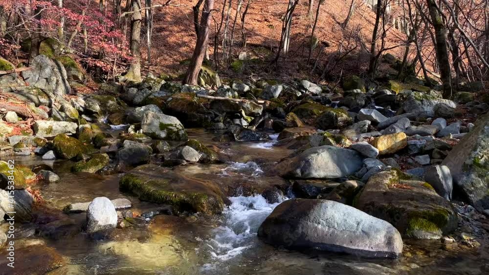 Water stream, rocks and fallen leaves in the mountain. Autumn landscape. Water stream, rocks and fallen leaves in the mountain. Autumn landscape.