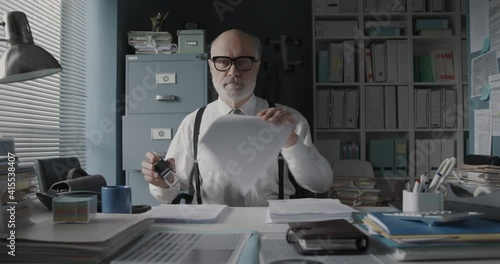 Office worker doing a repetitive work