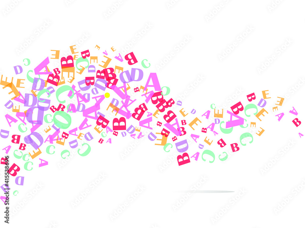 Abstract background with multicolored letters. 