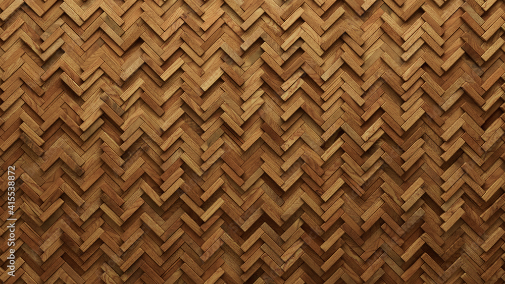 Wood Block Wall background. Mosaic Wallpaper with Light and Dark Timber Herringbone tile pattern. 3D Render Wood Block Wall background. Mosaic Wallpaper with Light and Dark Timber Herringbone tile pattern. 3D Render
