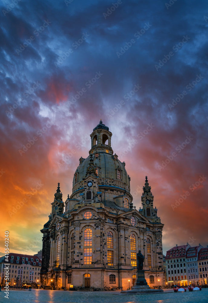 Frauenkirche Church and Martin Luther Monument in Dresden