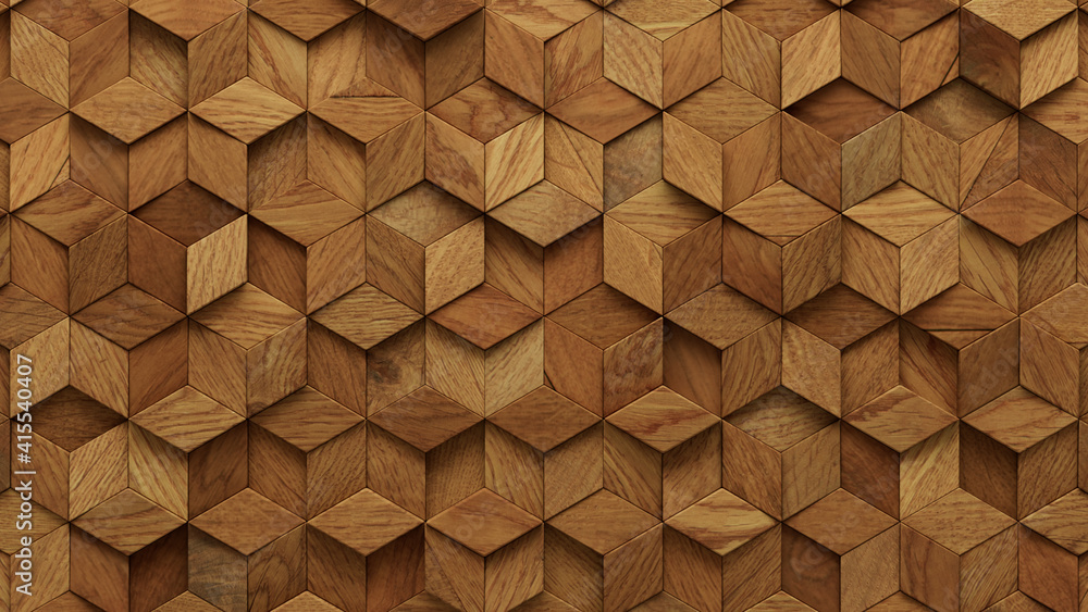 Wood Block Wall background. Mosaic Wallpaper with Light and Dark Timber Diamond tile pattern. 3D Render Wood Block Wall background. Mosaic Wallpaper with Light and Dark Timber Diamond tile pattern. 3D Render
