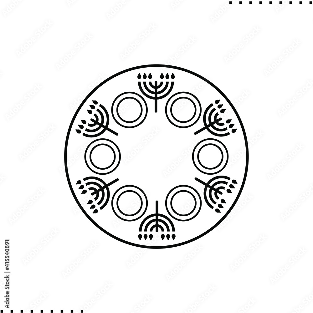 Seder plate, Passover seder arrangement vector icon in outline Seder plate, Passover seder arrangement vector icon in outline