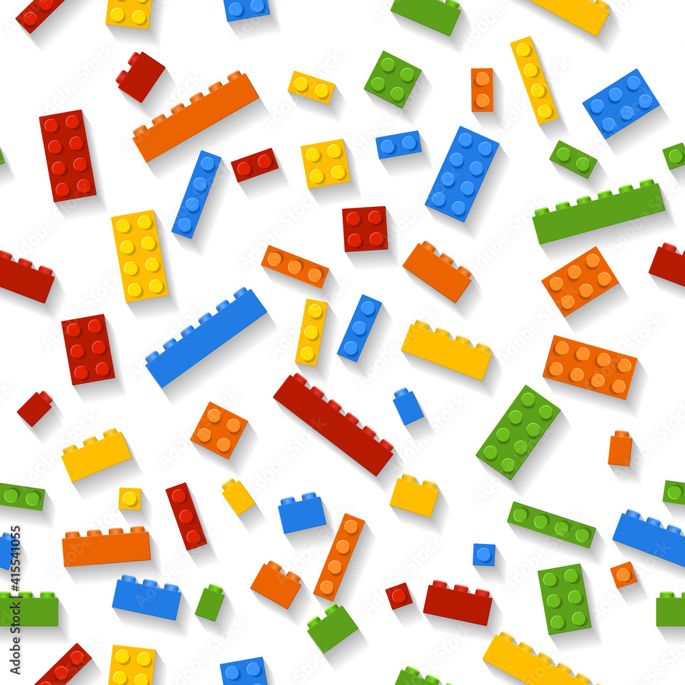 Vector seamless background. Plastic toy bricks. Top view. Vector seamless background. Plastic toy bricks. Top view.