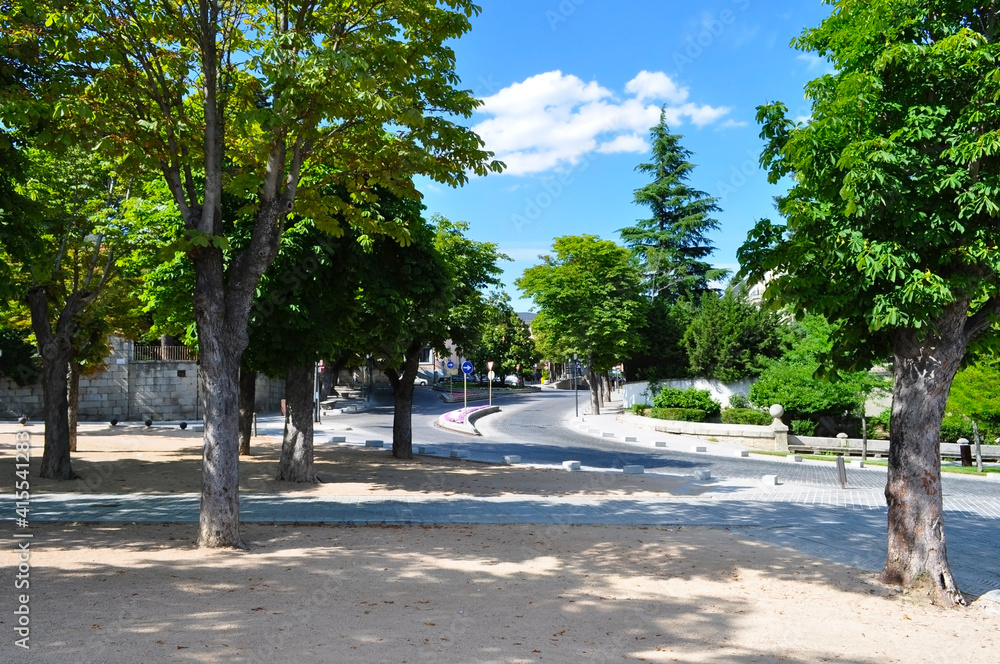 One of the streets of El Escorial outside Madrid, Spain