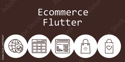 ecommerce flutter background concept with ecommerce flutter icons. Icons related shopping bag, website, web, internet