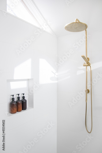 Simple white bathroom shower interior