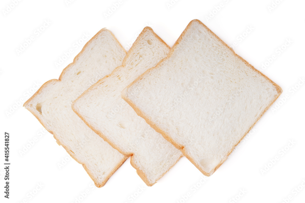 Slices of fresh delicious bread isolated on a white background.