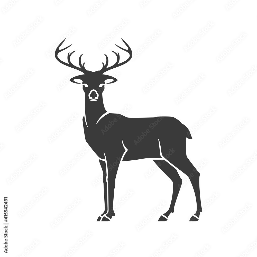 Obraz premium Deer side view isolated on white background vector object
