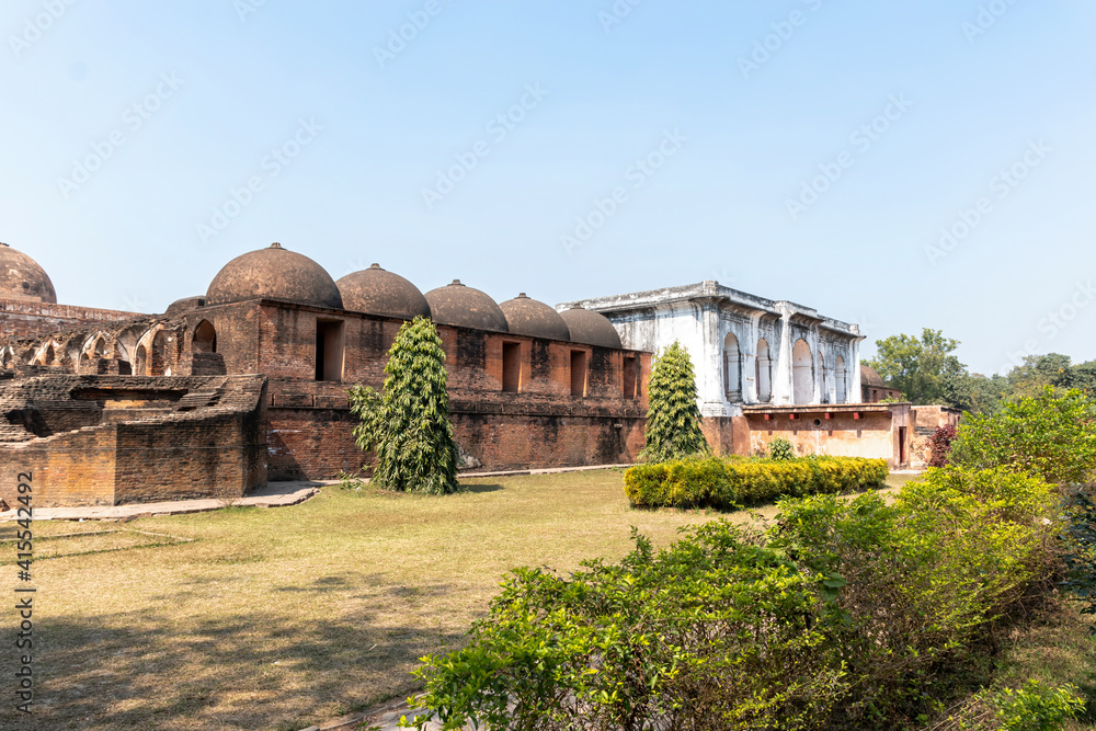 View of Katra Masjid, a historical caravanserai and mosque situated at Barowaritala, Murshidabad, West Bengal, India. Islamic Architecture.