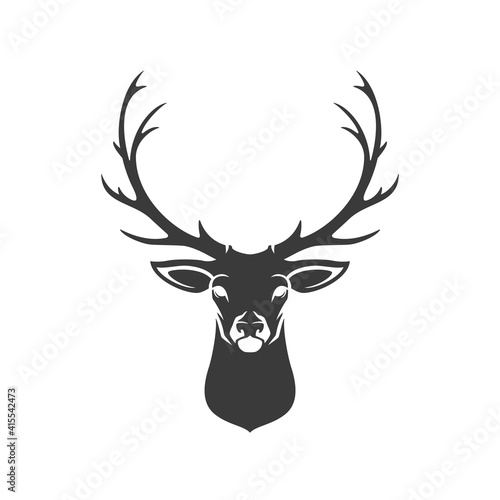 Deer head silhouette isolated on white background vector object