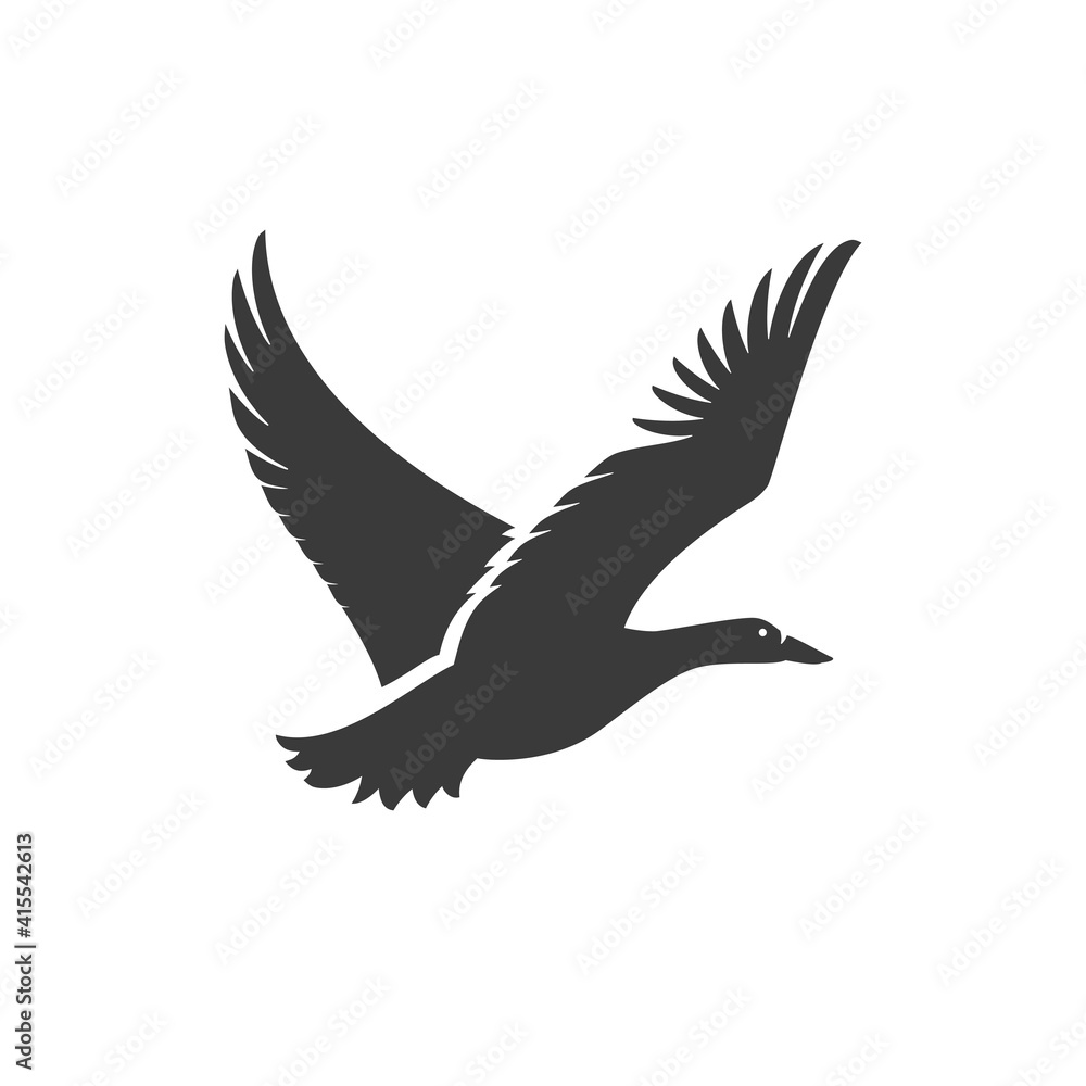 Fototapeta premium Duck flying side view isolated on white background vector object