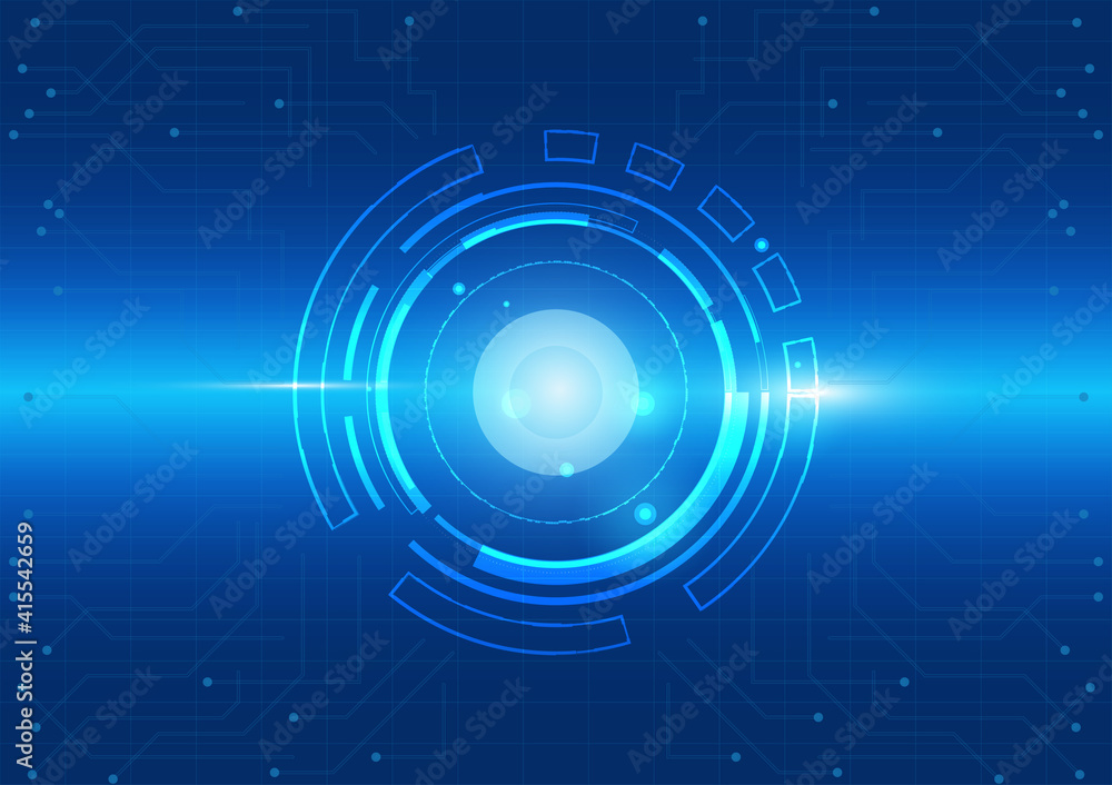 Blue circle an circuit electronic technology abstract technology innovation concept vector background and glowing light with some elements of this image 