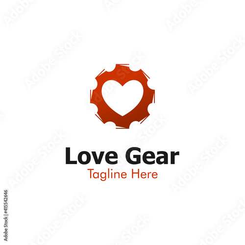 Illustration Vector Graphic of Love Gear Logo. Perfect to use for Technology Company