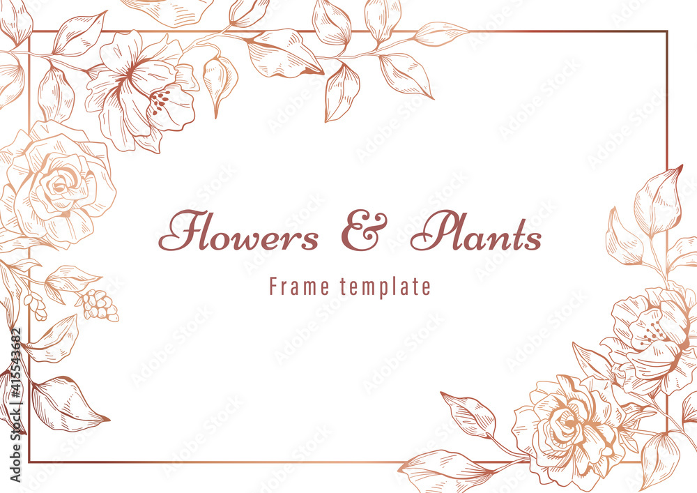 Flowers and plants frame template