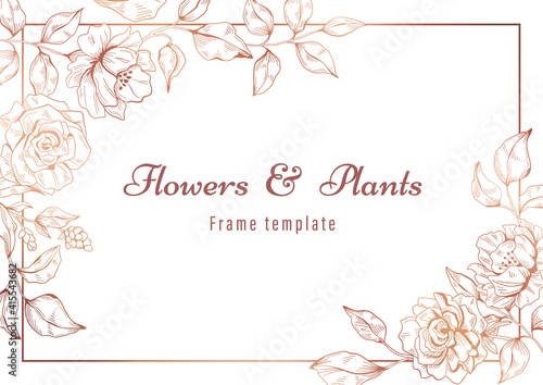 Flowers and plants frame template