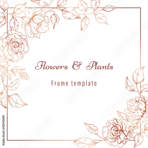 Flowers and plants frame template