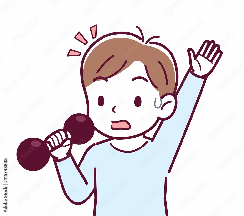 Cheerful boy in blue clothes