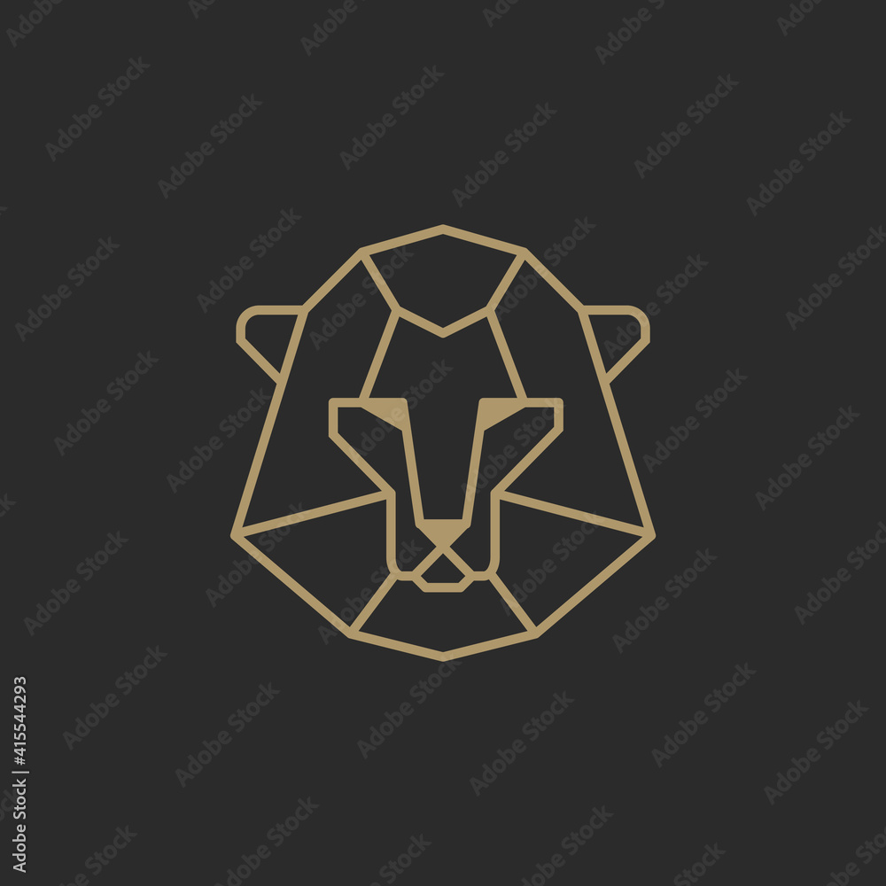 Sleeping lion head vector logo. Dangerous linear king of jungle resting after successful hunt. Sleeping lion head vector logo. Dangerous linear king of jungle resting after successful hunt.