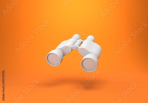 3d binocular with orange color background