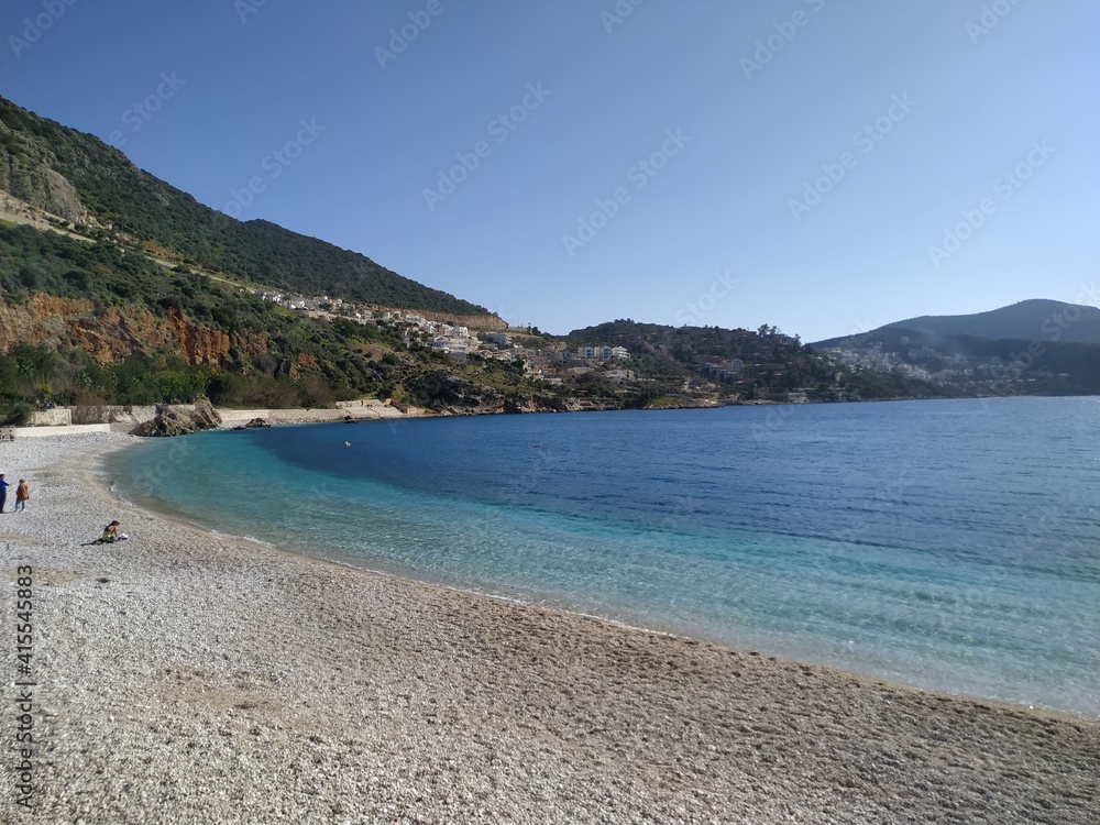 View of Kalkan Beach. The southwest shore of Turkey Lycian Coast, Kalkan is every holiday-makers dream destination, Antalya.