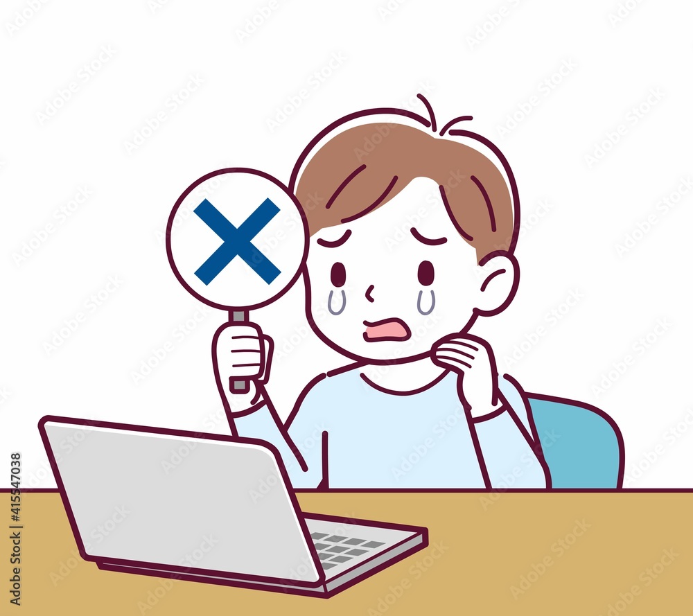 Cheerful boy in blue clothes