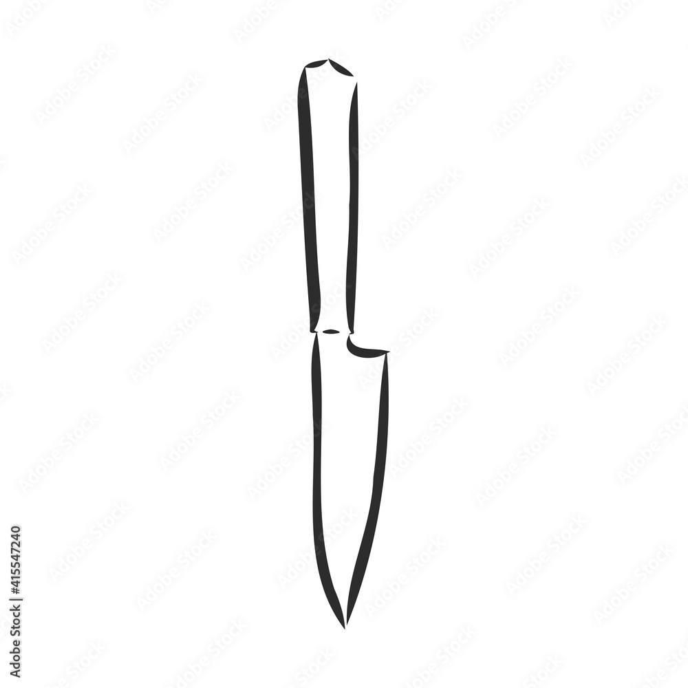 Obraz premium knife kitchen sketch. vector illustration. knife, vector sketch