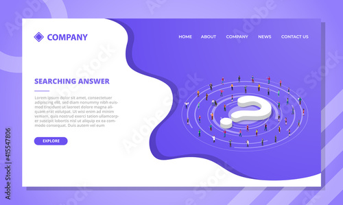 searching answer concept for website template or landing homepage design with isometric style