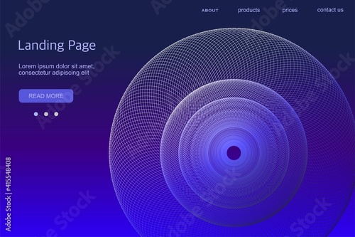 Abstract background. Space background with a linear swirl. Dark style with gradient. Template for a landing page, cover, banner. Design for a website.