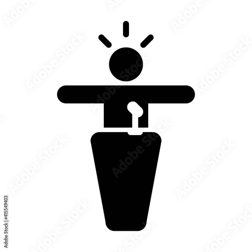 Lecturer icon vector person speaking on podium symbol in a flat color pictogram illustration