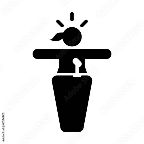Seminar icon vector person speaking on podium symbol in a flat color pictogram illustration
