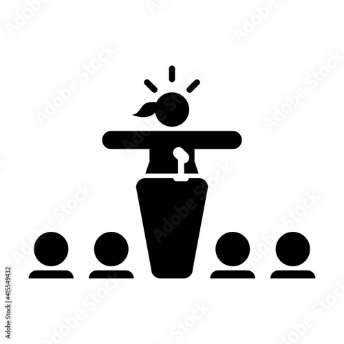 Event icon vector person speaking on podium symbol in a flat color pictogram illustration