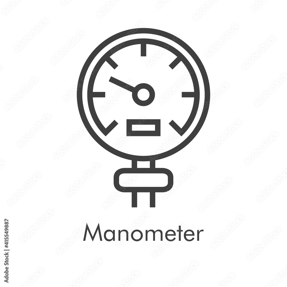 Icono de manómetro en lineas de color gris Icono de manómetro en lineas de color gris